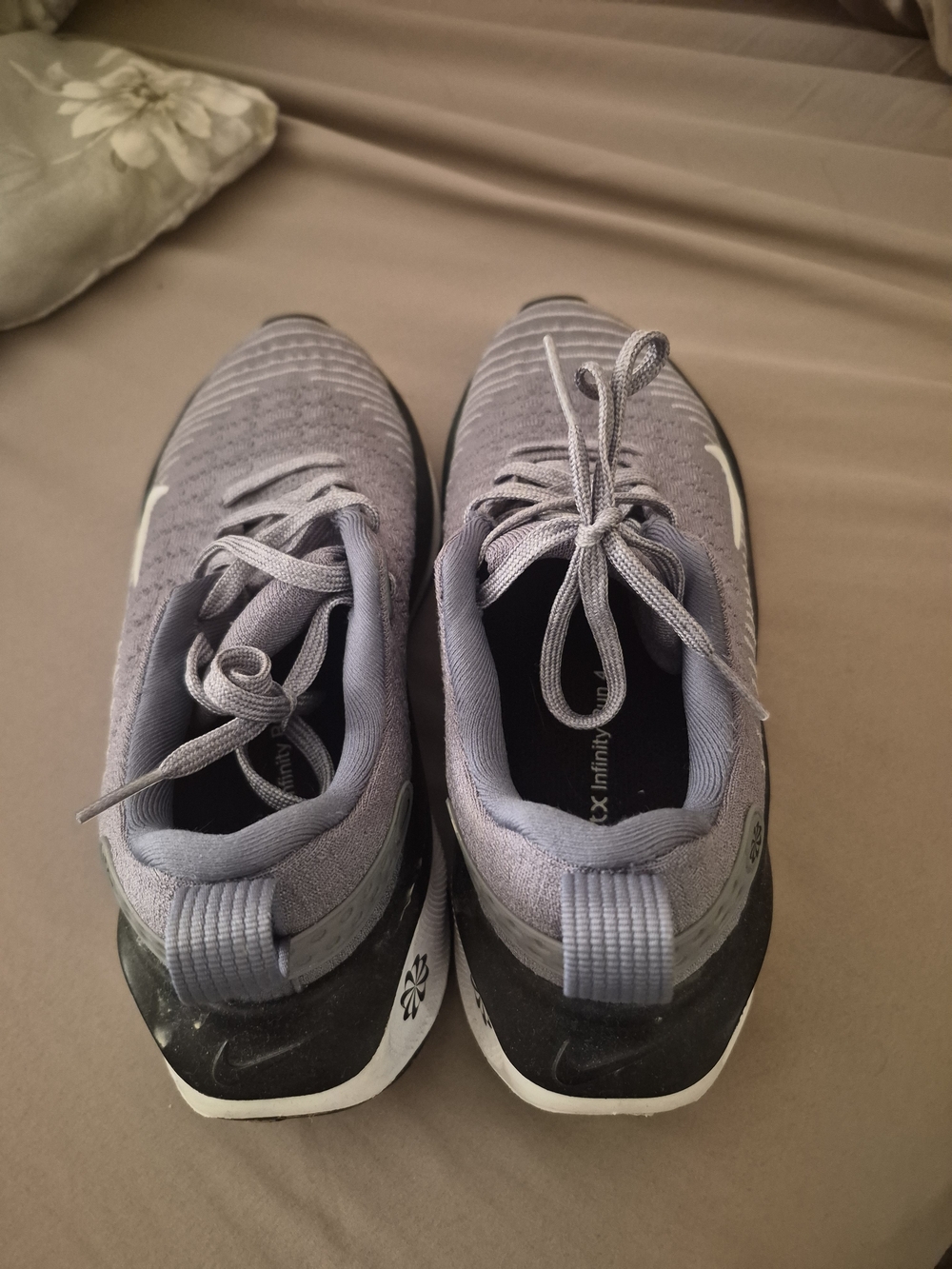 Womens Nike Light Gray Knit Lace-Up Sneakers
